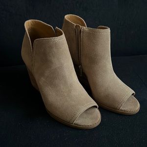 Lucky Brand open toe wedge booties